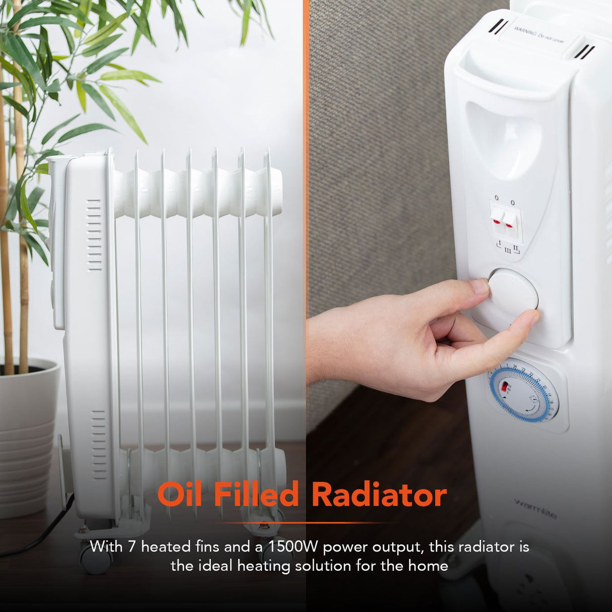 Warmlite 1500W Oil Filled Radiator White