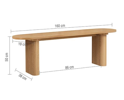 Axel Fluted Dining Bench - Oak