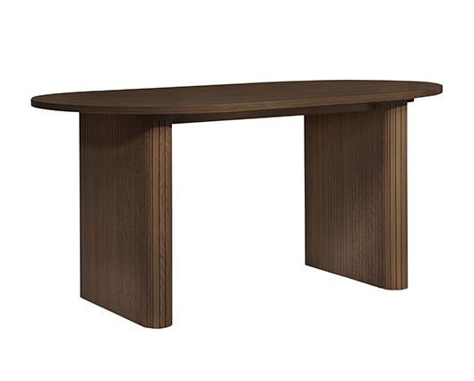 Axel Oval Fluted Dining Table with 2 Benches - Walnut