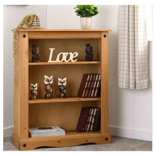 Corona Low Bookcase - Distressed Waxed Pine