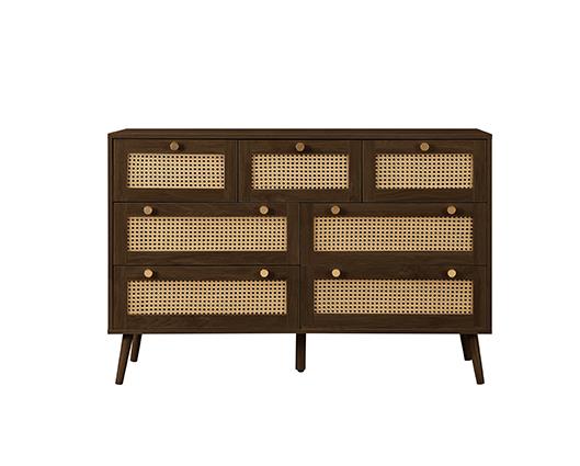 Croxley 7 Drawer Rattan Chest - Walnut