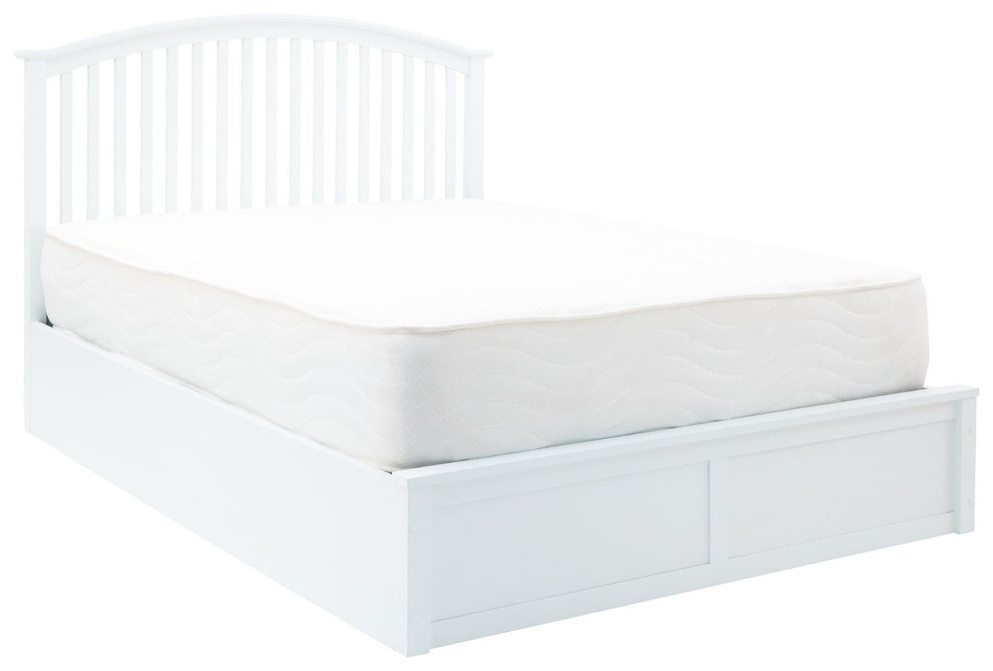 Madrid Wooden Ottoman Double Bed - White