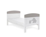 Elephants Grey Cot Bed + Fibre Mattress
