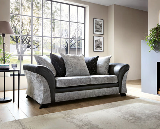 Francisco 3 Seater Sofa - Black & Charcoal