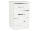 Neptune 3 Drawer Bedside - White Gloss