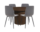 Axel Fluted Dining Table with 4 Fabric Chairs - Walnut
