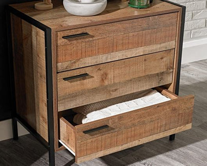 Harben 3 Drawer Chest Distressed Oak Effect