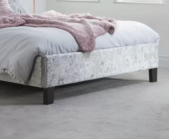 Berlin Small Double Bed - Steel Crushed Velvet