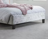 Berlin Small Double Bed - Steel Crushed Velvet