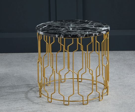 Gaia End Table- Black Marble