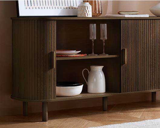 Axel 2 Door Fluted Sideboard - Walnut