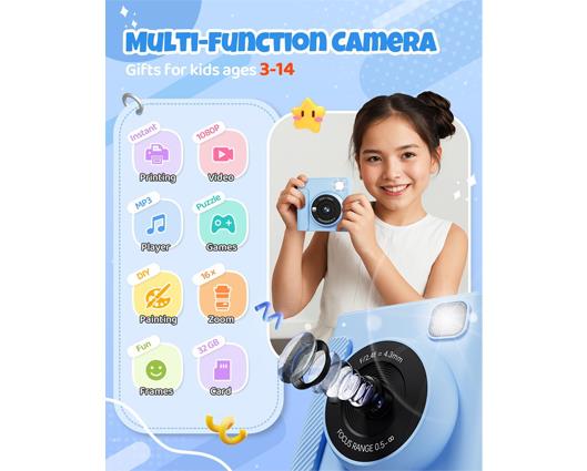 Kids Instant Print Camera - Blue