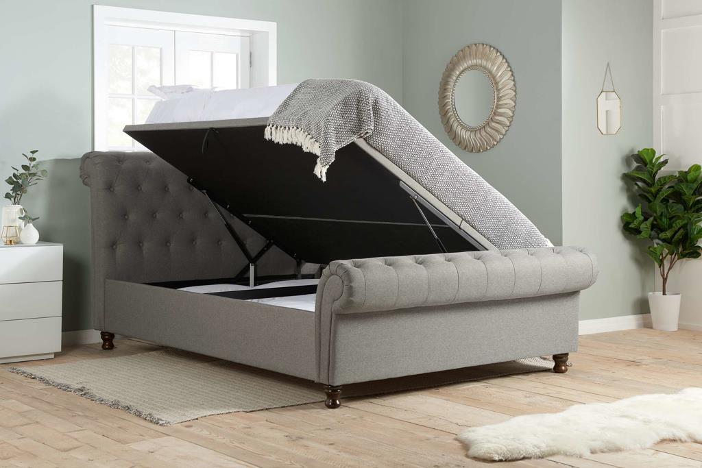 Charlton Side Lift Ottoman King Bed - Grey