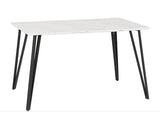 MARLOW & LUKAS DINING SET (X4 CHAIRS) - WHITE MARBLE/GREY VELVET