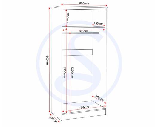 MALVERN 2 DOOR WARDROBE BEDROOM SET - GREY