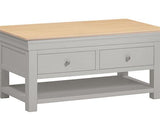 BORDEAUX 2 DRAWER COFFEE TABLE - PEBBLE GREY/OAK