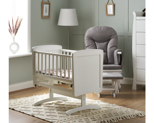 Sliding Crib + Mattress- White