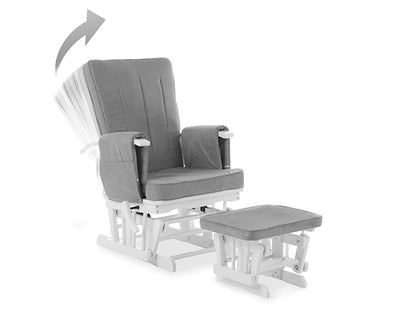 Mila Deluxe Reclining Glider Chair & Stool - Grey