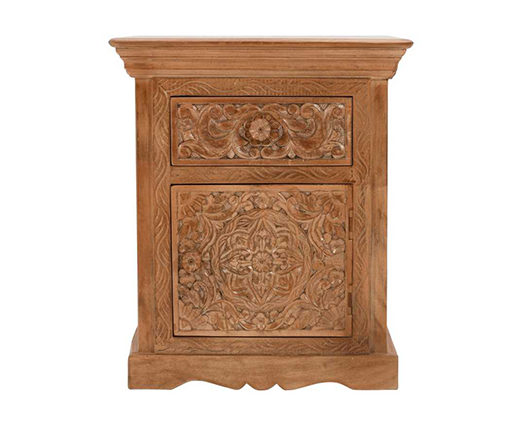 Athena Mango Wood Bedside Table With Storage