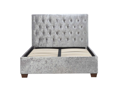 Cai King Bed- Steel Crushed Velvet