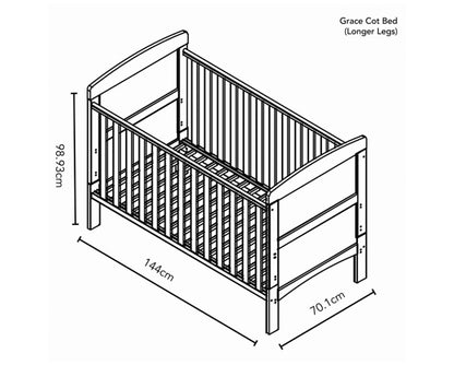 Grady Cot Bed & Under Drawer - White