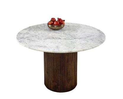 Olin Mango Wood Dining Table Round With Marble Top