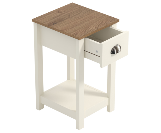 Della 1 Drawer Bedside Table- Ivory