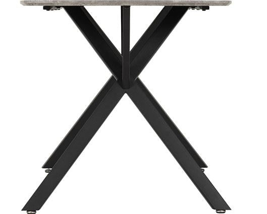 ATHENS RECT & LUKAS DINING SET (X4 CHAIRS) - CONCRETE/GREY VELVET