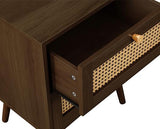 Croxley 2 Drawer Rattan Bedside - Walnut