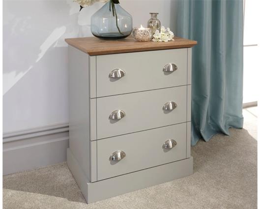 Kinsley 3 Drawer Chest-Grey