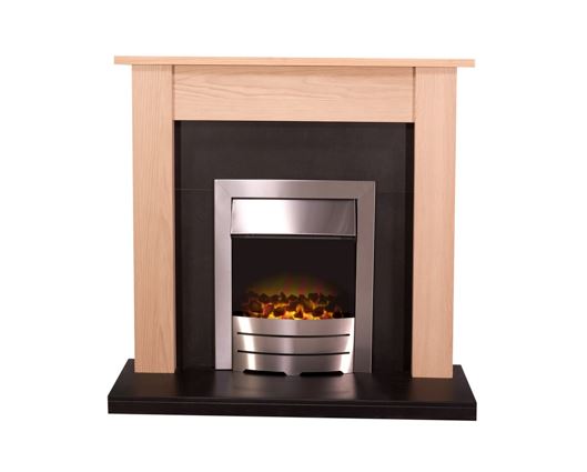 Skyla Fireplace Suite in Oak & Black, 43 Inch