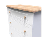 Warwick 3 Drawer Deep Chest - White Matt with Bardolino Oak Top