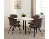 MARLOW & QUEBEC DINING SET (X4 CHAIRS) - WHITE MARBLE/BROWN FAUX LEATHER