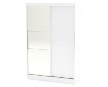Larz 2 Door Sliding Wardrobe With Mirror - White