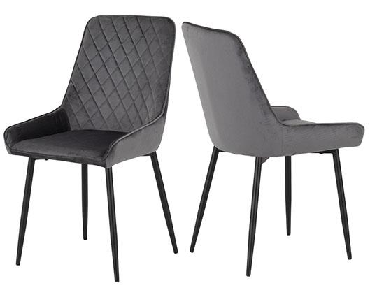 ATHENS ROUND & AVERY DINING SET (X4 CHAIRS) - CONCRETE/GREY VELVET