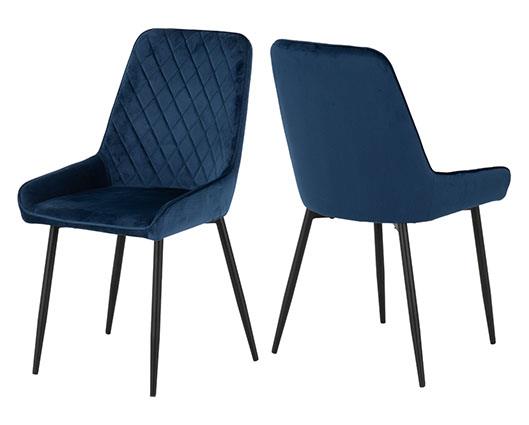 MARLOW & AVERY DINING SET (X4 CHAIRS) - WHITE MARBLE/SAPPHIRE BLUE VELVET