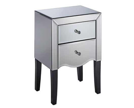 Paolo 2 Drawer Bedside Table - Mirrored