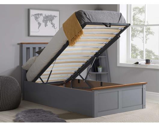 Phoenix Single Ottoman Bed - Stone Grey