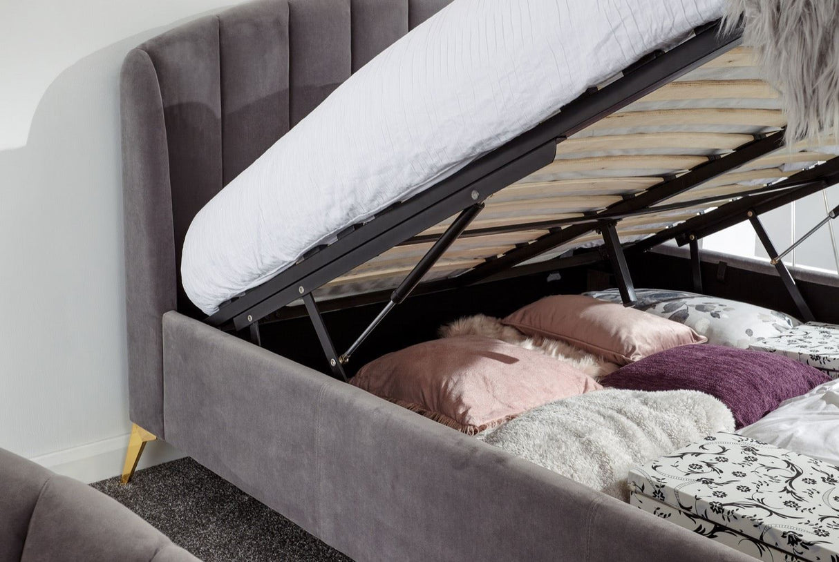 Pettine End Lift Ottoman King Bed - Grey