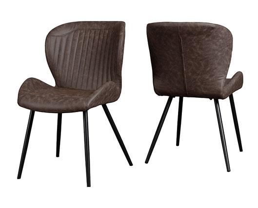 MARLOW & QUEBEC DINING SET (X4 CHAIRS) - BLACK MARBLE/BROWN FAUX LEATHER
