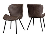 MARLOW & QUEBEC DINING SET (X4 CHAIRS) - BLACK MARBLE/BROWN FAUX LEATHER