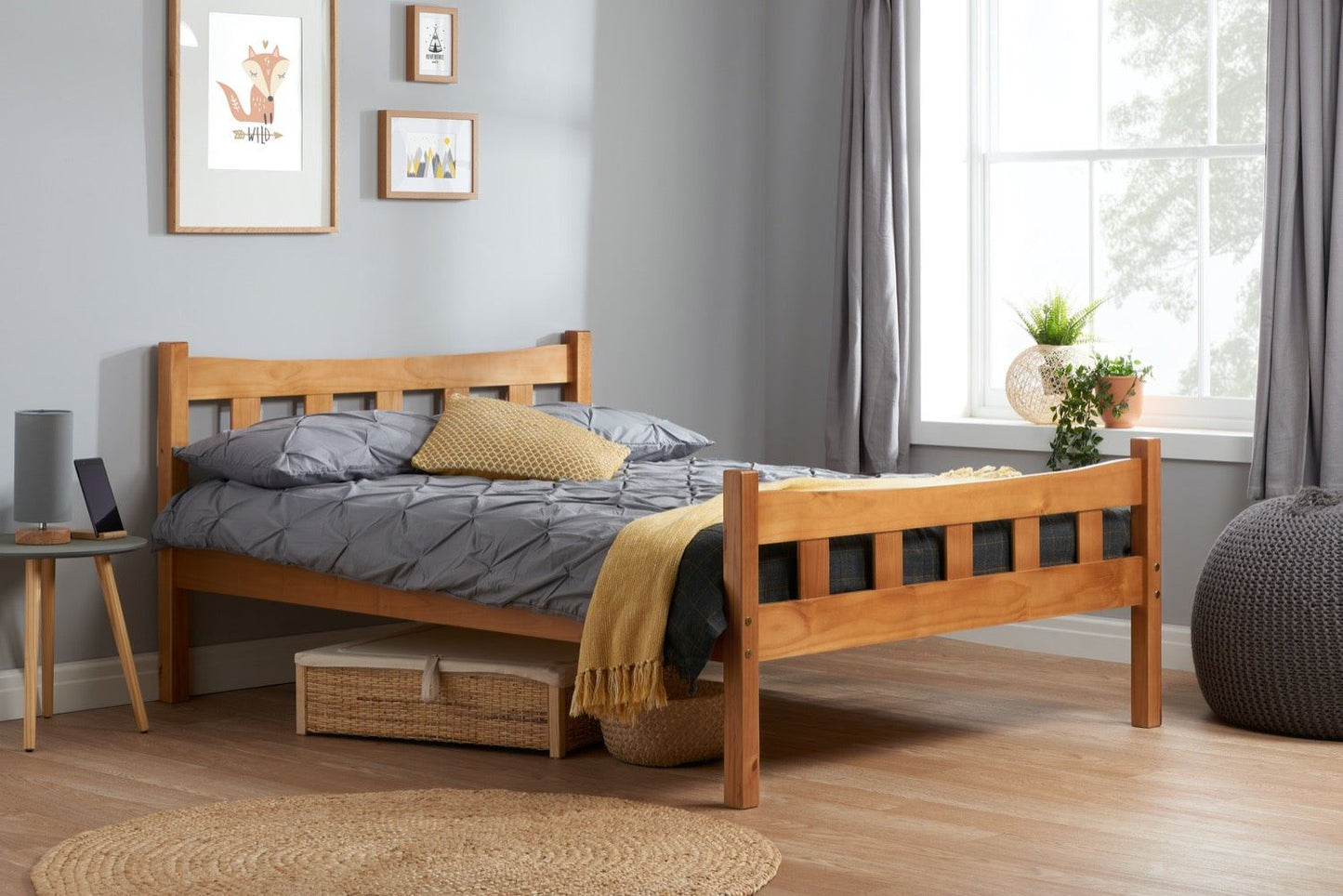 Miami Double Bed - Pine
