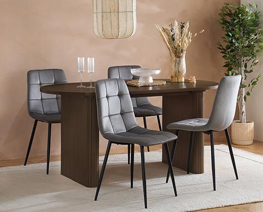 Axel Oval Fluted Dining Table - Walnut