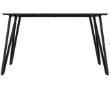 MARLOW & QUEBEC DINING SET (X4 CHAIRS) - BLACK MARBLE/BROWN FAUX LEATHER