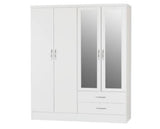 Neptune 4 Door 2 Drawer Mirrored Wardrobe - White Gloss