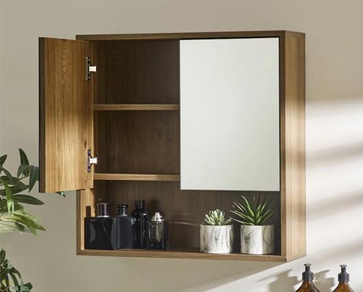 Hampshire Mirrored Bathroom Wall Cabinet Walnut