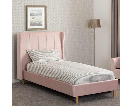 AMELIA 3' BED - PINK VELVET FABRIC