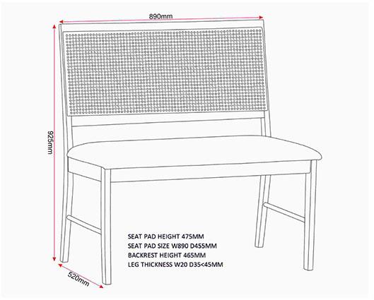 ELLIS DINING BENCH - OAK EFFECT/GREY FABRIC