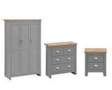 Lincoln 3 Piece Bedroom Set (3 Door Wardrobe, 2+2 Chest, 2 Drawer Bedside)