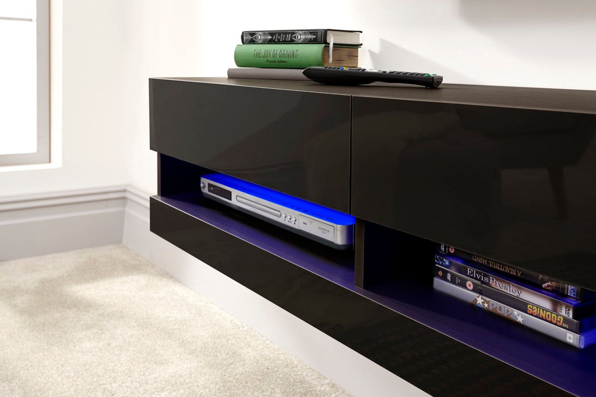 Graze LED 120cm Wall TV Unit-Black
